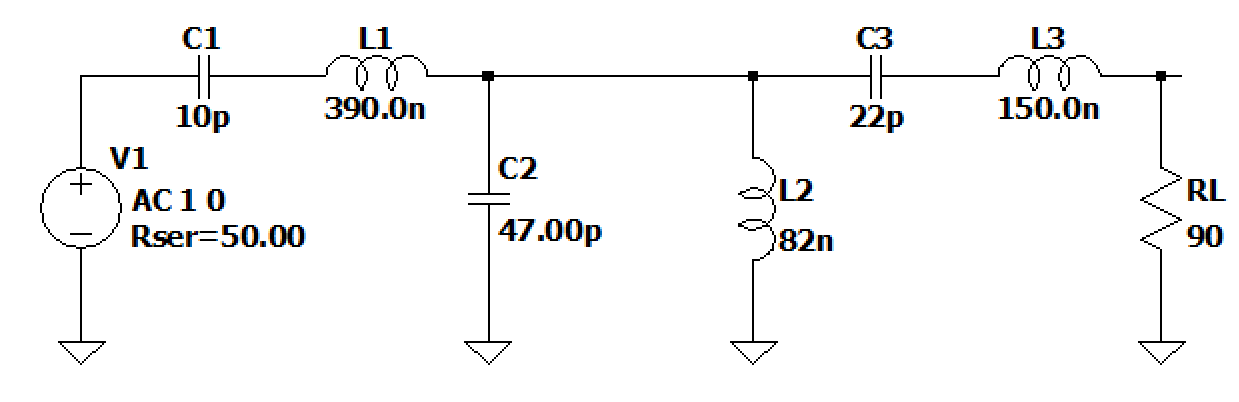 图 3‑4 修改后的巴特沃斯滤波器原理图